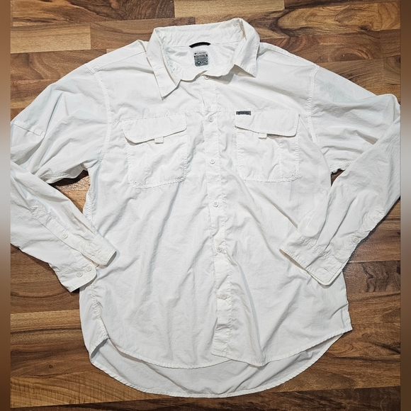 Columbia Titanium White Long Sleeve Outdoor Fishing Hiking Shirt XXL 2XT Nylon - Picture 1 of 8